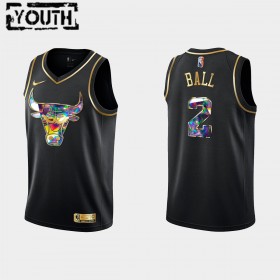 Camiseta Niños Chicago Bulls Lonzo Ball 2 Nike 2021-22 Negro Golden Edition 75th Anniversary Diamond Swingman